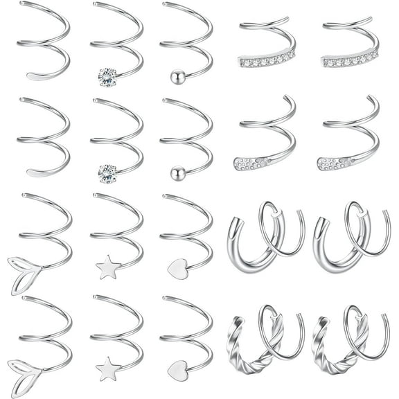 10Pairs Twisted Hoop Earrings For Women 316L Stainless Steel Spiral Earrings Cuff Wrap Earrings Double Hoop Earrings Twist Earrings[Z1]