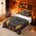 thumbnail image 3 of Erosebridal Halloween Spider Twin Sheets, Candle Autumn Bedding, Dark Gray Orange, Black Reversible, 3pcs, 1 Flat Sheet, 1 Fitted Sheet and 1 Pillowcase, 3 of 6
