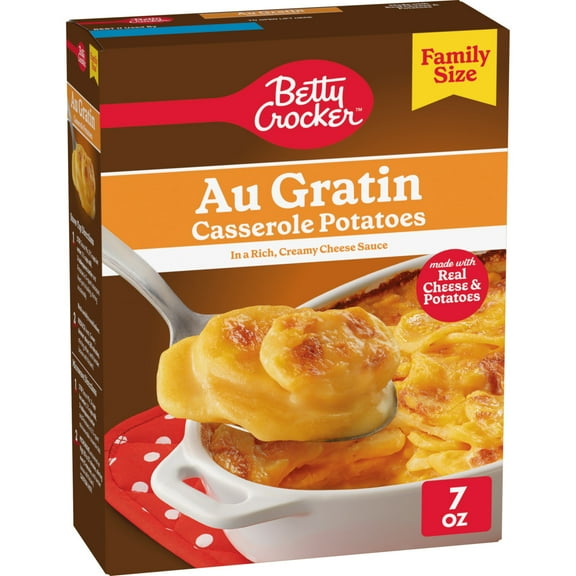 Betty Crocker Au Gratin Casserole Potatoes, Made With Real Cheese, Family Size, 7 oz Box