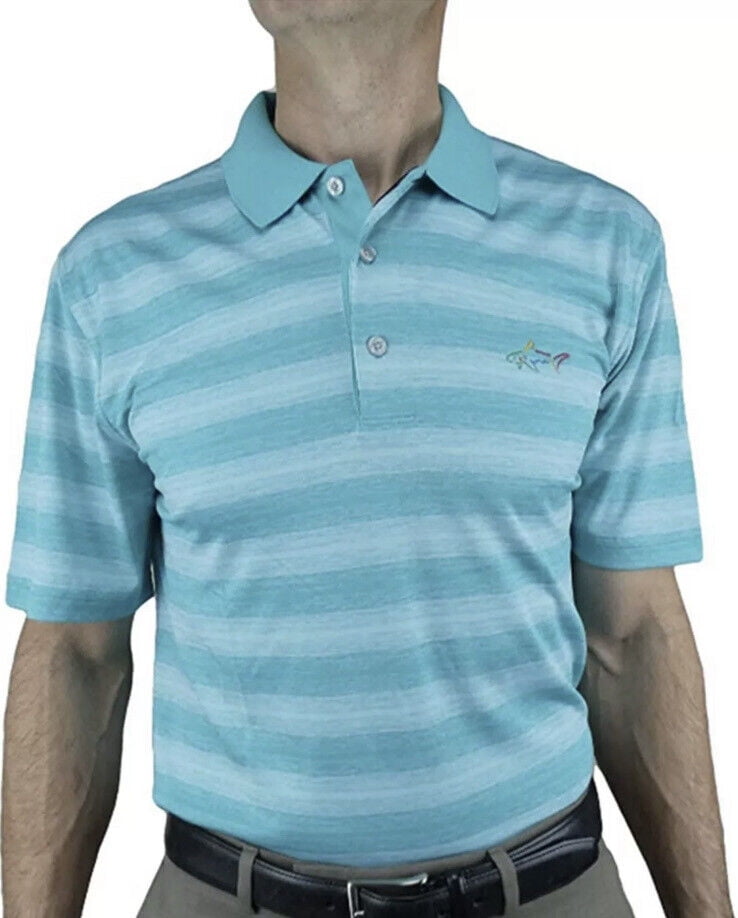 Greg Norman Men's Play Dry Golf Shirt (Green Aqua, Large)
