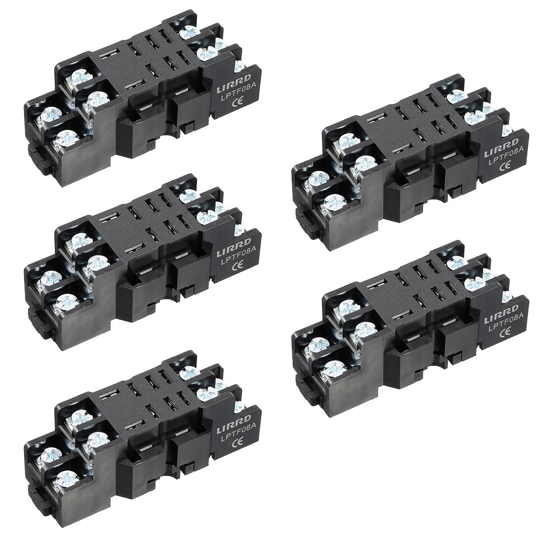 5Pcs PTF08A 10A 8P DIN Rail Mount Power Relay Socket Base Holder