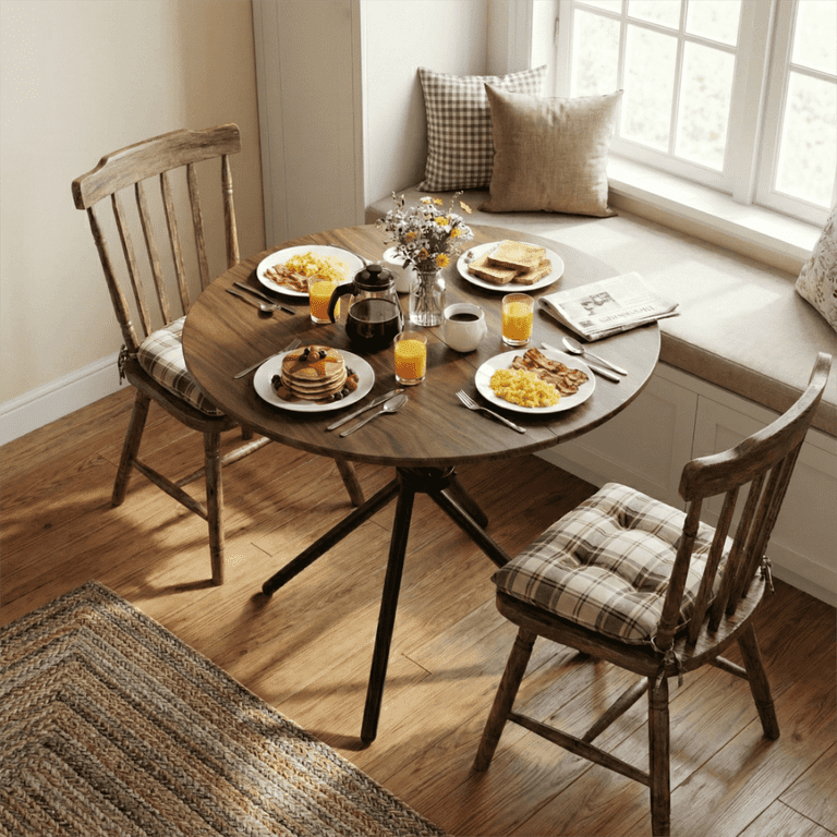 Homy Casa 31.5-Inch Round Dining Table for 2-4, Walnut Brown photo 8