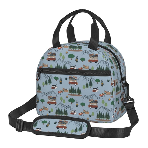 Fotbe Camping Caravan Bolsa de Almuerzo con Estampado, Lonchera Aislada, Contenedores de Comida Reutilizables Tipo Cooler a Prueba de Fugas