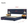 thumbnail image 4 of Aukfa King Size Upholstered Bed Frame with Nightstands and LED Lights, Platform Bed with Oversize Wingback Headboard, Blue, 4 of 8