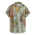 thumbnail image 2 of Men World Map Print Shirts Button Down Hawaiian Shirt Loose Fit Short Sleeve T Shirt Tropical Beach Aloha Shirts, 2 of 6