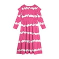 thumbnail image 4 of Abcomgle Girls Long Sleeve Dresses 8-9 Casual A-Line Ruffle Long Sleeve Girls Long Dresses Striped Colorbolck Crew Neck Sundresses Beach Tiered Dresses with Pockets,Hot Pink, 4 of 5