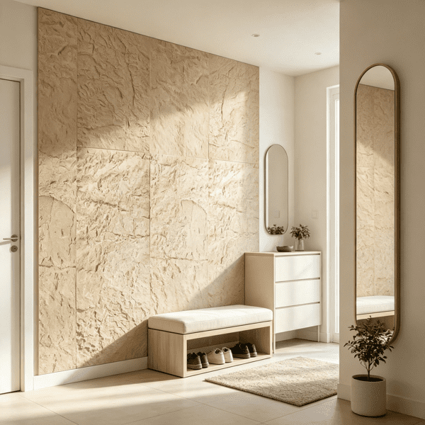 4-Pack PU Stone 3D Wall Panels 48x24 Inch, 32 Sq.Ft Coverage, Faux Stone Look for Accent Wall & Interior Decor
