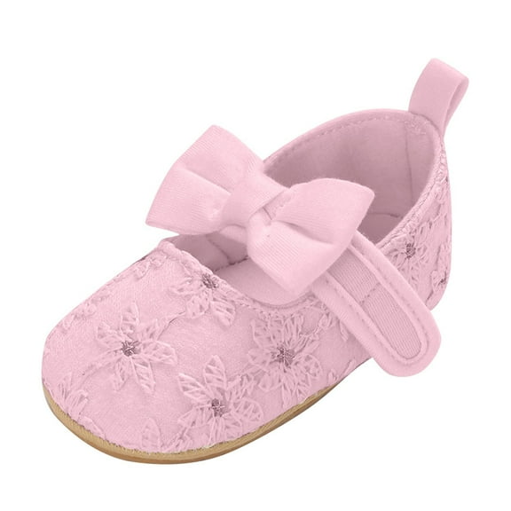 Xfvqtps Baby Girls Walking Shoes Mary Jane Flower Bowknot Cute Princess Sweet Soft Sole Cloth Infant Shoes Summer New Toddler Sandals Outside Wear Non Slip Breathable Shoes Pink