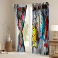 thumbnail image 3 of Feelyou Rustic Fishing Wooden Plank Black Out Curtains for Men, Fish Hook Marine Curtains Pack of 2 (42x63 Each), Grey Blue, 3 of 6