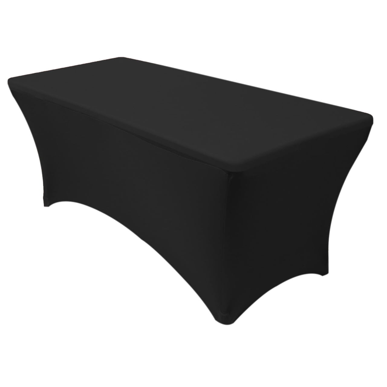 Asnomy Table Cover 6Ft Table Cloths for Parties Spandex Party Patio Fitted Table Covers for 6 Foot Tables Rectangle Tablecloths in Bulk for Wedding Black