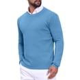 thumbnail image 4 of SUÉTER PULLOVER DE PUNTO TEXTURIZADO EN ESPIRAL PARA HOMBRES, AJUSTE DELGADO, CUELLO REDONDO, MANGA LARGA, TAMAÑO S, AZUL, 4 of 6