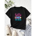 thumbnail image 1 of HELLO 3RD GRADE Print, Girl's Casual Comfy Round Neck Short Sleeve T-shirt For Daily And Outdoor Wear, 1 of 6