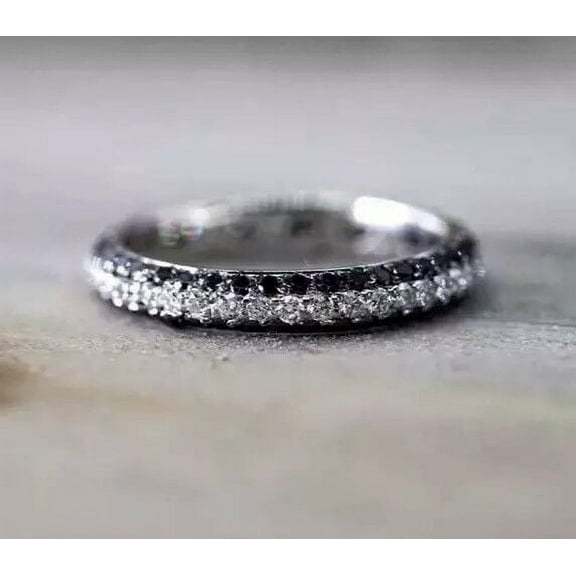 2Ct Round Cut Lab Created Black Diamond Ring in 14K White Gold Plated