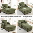 thumbnail image 6 of Muumblus Living Room Chair with Ottoman, 7-Speed Adjustable Backrest, USB & Storage Arms, Cozy Indoor Corduroy Lounge Armchair, Green, 6 of 12