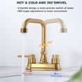 thumbnail image 2 of Wowow 4 in. Centerset Double Handle High Arc Bathroom Faucet with Drain Kit Included in Gold, 2 of 9