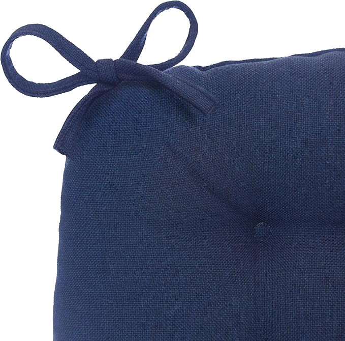 Klear Vu Outdoor 19 x 18 Chair Cushions for Patio Furniture, U-Shaped Seat Pads with Ties, Premium Woven Fabric, Water-Repellent, Chemical-Free, Indigo, 2 Count