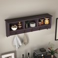 thumbnail image 2 of Gzxs Entryway Wood Coat Rack with 4 Hooks Modern Wall Mounted Storage Shelf , Espresso, 2 of 10
