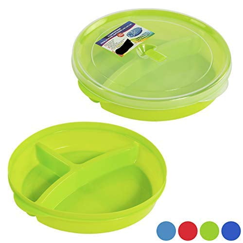 (Set of 6) Microwave Food Storage Tray Containers - 3 Section NEW FREE SHIPPING