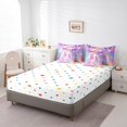 thumbnail image 4 of Cartoon Unicorn 7 Pcs Comforter Set Queen Moon Stars Bedding Galaxy Sky Clouds Fantasy Horse Sheet Set Bed in A Bag Dreamy Night Magic Room Decor Bed Set, 4 of 5