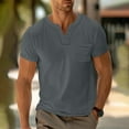 thumbnail image 2 of ZCFZJW Mens Cotton Henley T-Shirts Short Sleeve Button Regular Fit Casual Basic Solid Color Athletic Tees Work Shirts with Pockets Gray XXXL, 2 of 7