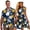 Bahamas Flag, variant on Polynesian Couple Matching Hawaiian Outfits Button-Down Shirt for Men Lightweight Hawaiian Blouse Tops and Womens Sleeveless Dress