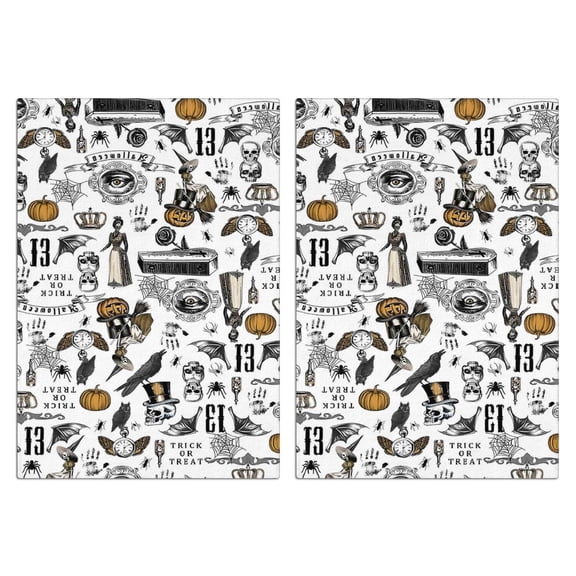 2 Pcs Funny Kitchen Towels,Halloween Pattern Microfiber Dish Towels,Kitchen Tea Towels,Kitchen Towel Set (18" X 26")