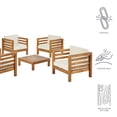 thumbnail image 6 of Emma Outdoor 4 Seater Acacia Wood Club Chair and Coffee Table Set, Teak Finish and Beige, 6 of 12
