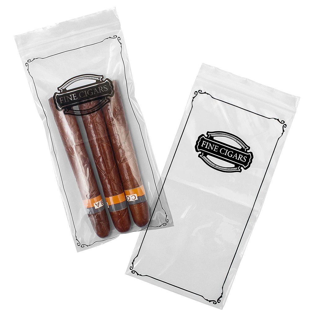 Pack of 100 Zipper Lock Cigar Bags 4 x 8 Seal Top Clear Plastic Poly