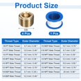 thumbnail image 2 of 4Pack 1/8 BSP Brass Pipe Plug Fitting, Male Thread Internal Hex Socket Pipe Cap, Countersunk Plug for Sealing Pipe Port, Pneumatic Solenoid Valve, 2 of 6