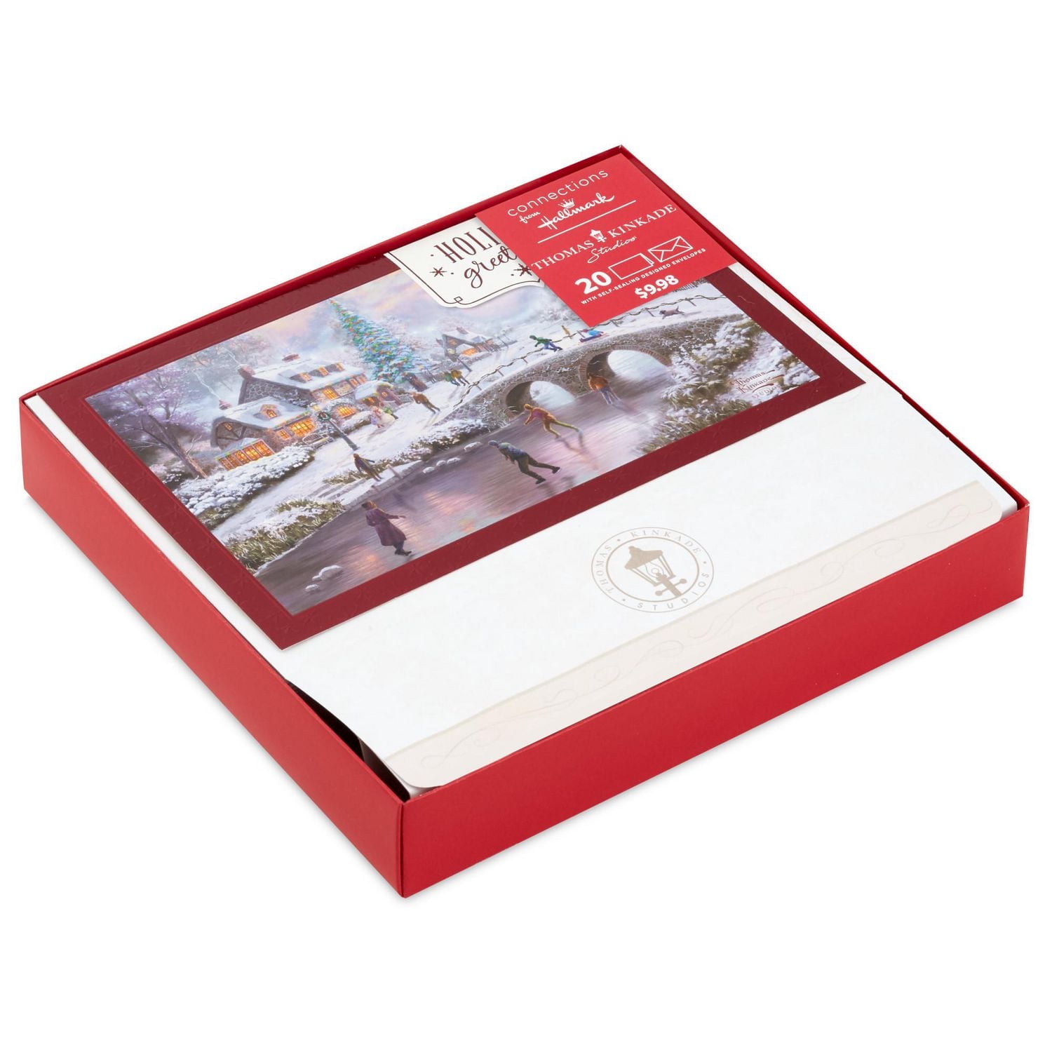 Boîte de cartes de Noël, Connections from Hallmark, « Lamplight Lane », Thomas Kinkade, paquet de 20 cartes