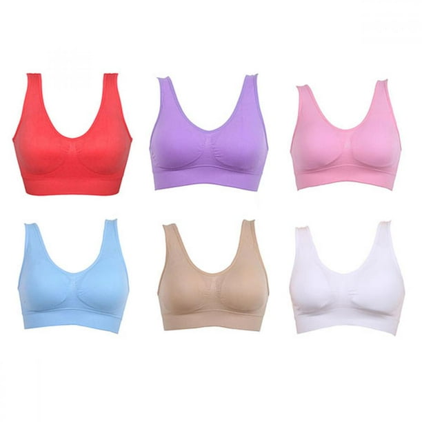 Cocloth Women Breathable Underwear Sport Yoga Bras Plus Size Seamless Solid  Bra Light Blue 3XL
