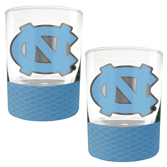 North Carolina Tar Heels 2-Pack 14oz. Rocks Glass Set with Silcone Grip