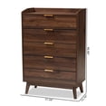 thumbnail image 4 of Baxton Studio Lena Walnut Brown Finished 5-Drawer Wood Chest, 4 of 9