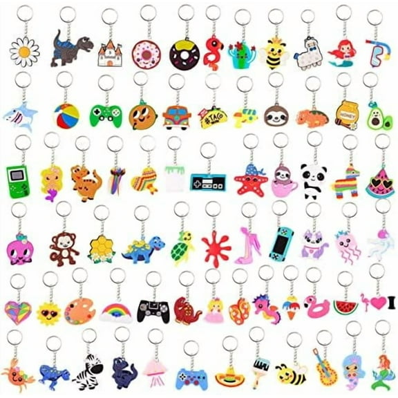 70Pcs Video Game Party Favors Video Game Keychains for Kids Birthday School Party Dinosaur Donut Marine Animal Mermaid Rainbow Bulk Keychains for Birthday Party Supplies$$Home Decor, Kitchen, & Other