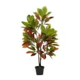 thumbnail image 6 of DecMode Traditional Green/Red Croton Artificial Plant with Black Round Pot, 27"W x 50"H, 6 of 9
