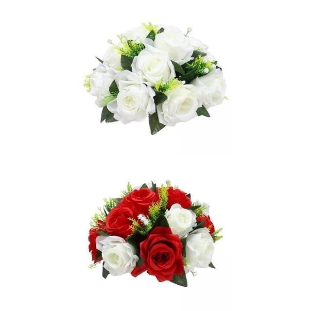 Bola de Flores de Rosas Artificiales Realistas de 2 X 26 Cm Decoración de 15 Cabezas Zulema Bola de rosa de simulación