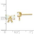 thumbnail image 3 of Real 14kt Yellow Gold Gold Polished Created Opal Bow Post Earrings; for Adults and Teens; for Women and Men, 3 of 3