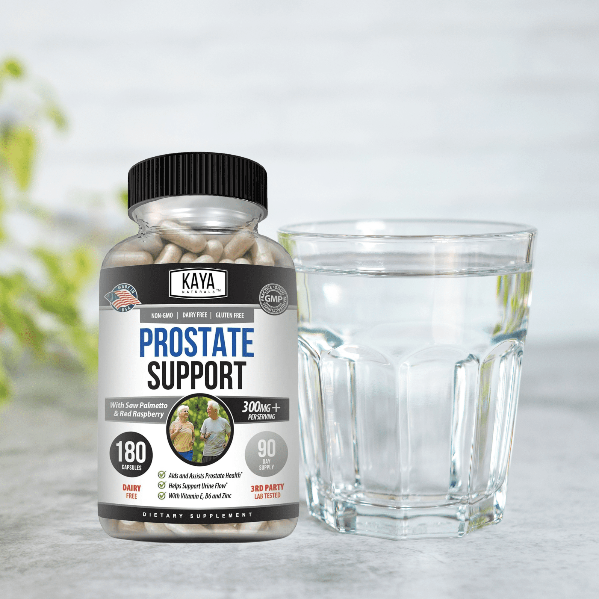 Kaya Naturals Prostate Support | Potent DHT Blocker for Hair Growth, Promote Sleep, Beta Blocker to Reduce Frequent Urination, Support Bladder Emptying & Stamina Supplement (180 Capsules)