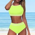 thumbnail image 2 of Huowey 2PCS Swimsuit For Women Tops High Waisted Bikini Sets Sporty Color Block Bathing Suit Brazilian Beachwear Honeymoon Cruise Trendy Wear, 2 of 9