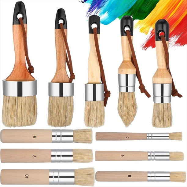 Juego de 11 Pinceles para Esténcil de Tiza con de Madera para Proyectos de Esténcil de Pintura de Tiza, Muebles, Manualidades Artísticas y Mucho Más