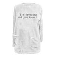 thumbnail image 4 of WREESH Womens Fashion Sweatshirt Fuzzy Fleece Crewneck Sweatshirt Print Pullover Plus Size Long Sleeve Tops Round- Neck And Winter Loose Pocket Warm Blouse Tops White, 4 of 4