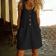 thumbnail image 2 of jtjvou Womens Summer Dress Loose Fit Sleeveless Button Casual Sundresses Vacation Solid Color Tank Dresses with Pockets Black M, 2 of 8