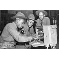 thumbnail image 1 of 24"x36" Gallery Poster, 3 men working on a portable phone switchboard, 1 of 1