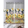 thumbnail image 3 of Sunflowers Cow Sheer Curtains 2 Panels Set Retro Country Floral Cows Fence Black Plaid Sheer Window Curtains Light Filtering Rod Pocket Voile Drapes for Bedroom Living Room 52"X96", 3 of 8