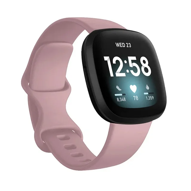 Silicone Strap For Fitbit Versa 3 Watch Band Soft smartwatch Correa Sport Bracelet Fit bit Versa 4 Sense Watchband Accessories Pink sand 6 L (6.7 - 8.1 inch)