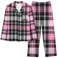 thumbnail image 4 of Wyongtao Womens Long Sleeve Sleepwear Soft Plaid Button Down Loungewear 2 Piece Pjs Pants Set,Pink XXXL, 4 of 4