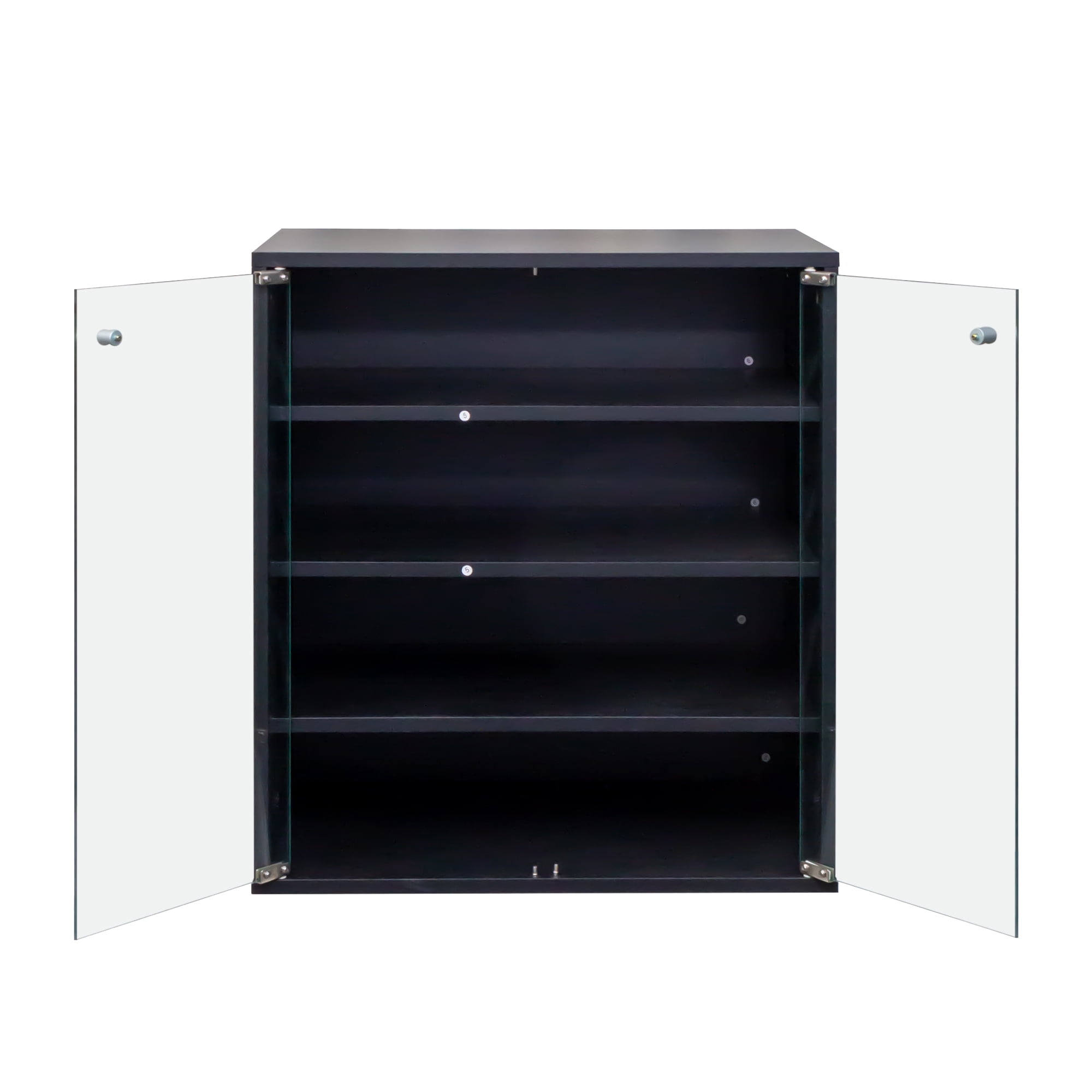 Mintazer 4 Tier Modern Shoe Storage Cabinet with LED Lights & Glass Door, Stackable Shoe Storage Box for Entryway, Black