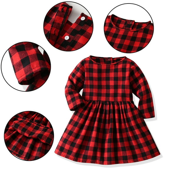 Godderr Kids Baby Boys Girls Christmas Outfit 3M-6Y Toddlers Red Black Plaid Shirt gentlemans Bib Pants Girls Plaid Dress leggings 3ps Fall Winter Set