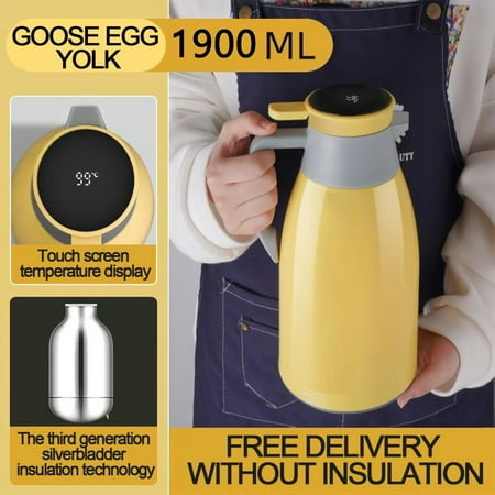 

Vacuum Insulation Pot with Temperature Display Kettle with Ergonomic Handle for Home Dining Room and Office