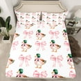 thumbnail image 2 of Homewish Kawaii Bow Tie Twin Sheet Sets,Countryside Mallard Duck Twin Fitted Sheet,Pink White Flat Sheet For Teens,Ultra Soft Home Decor,3 Pieces, 2 of 7
